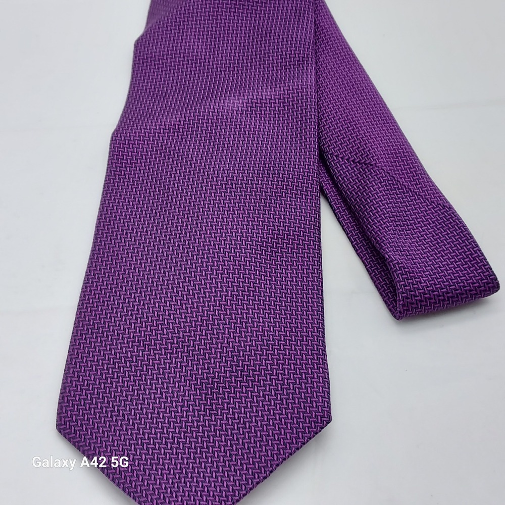 Brooks Brothers Mens Silk Necktie Purple Textured Weave Geometric Classic Tie